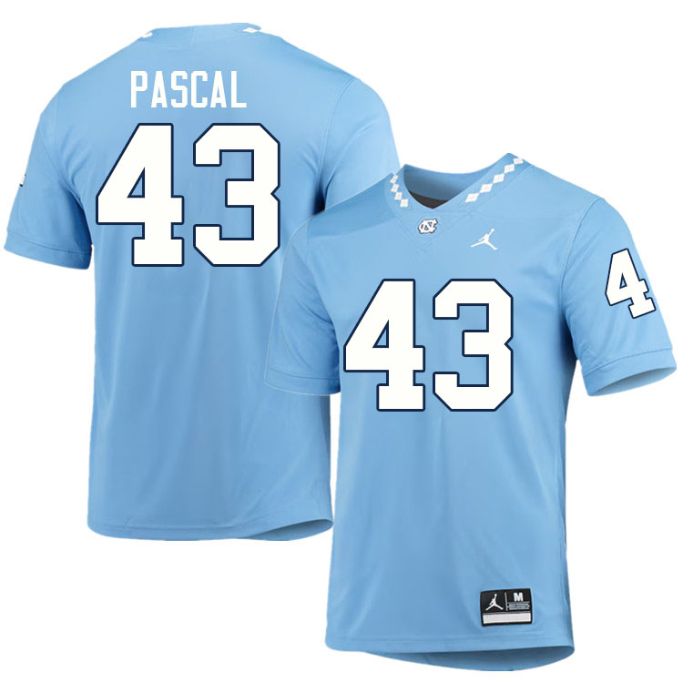 #43 Lantz Pascal North Carolina Tar Heels College Football Jersey Stitched-Carolina Blue